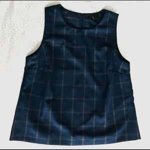 NWT❗️Banana Republic Navy Metallic Plaid Tank